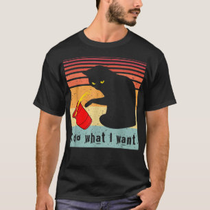 Camiseta Faça o que eu quero, Vintage Black Cat Red Cup Eng