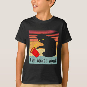 Camiseta Faça O Que Eu Quero Vintage Gato Preto Xícara Verm