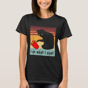 Camiseta Faça O Que Eu Quero Vintage Gato Preto Xícara Verm