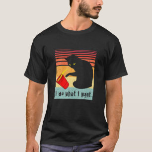 Camiseta Faça O Que Eu Quero Vintage Gato Preto Xícara Verm