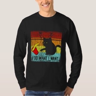 Camiseta Faça O Que Eu Quero Vintage Gato Preto Xícara Verm