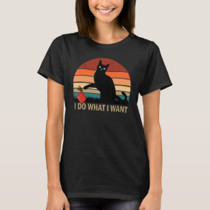 Camiseta Faça O Que Eu Quero Vintage Gato Preto Xícara Verm