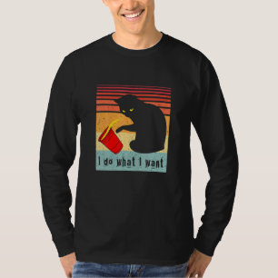 Camiseta Faça O Que Eu Quero Vintage Gato Preto Xícara Verm