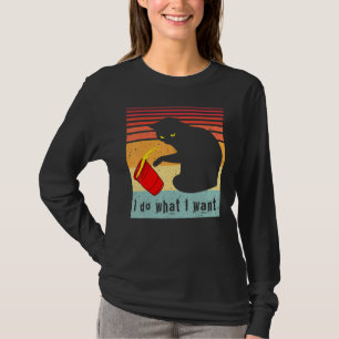 Camiseta Faça O Que Eu Quero Vintage Gato Preto Xícara Verm