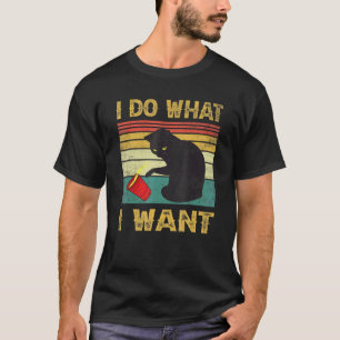 Camiseta Faça O Que Eu Quero Vintage Gato Preto Xícara Verm