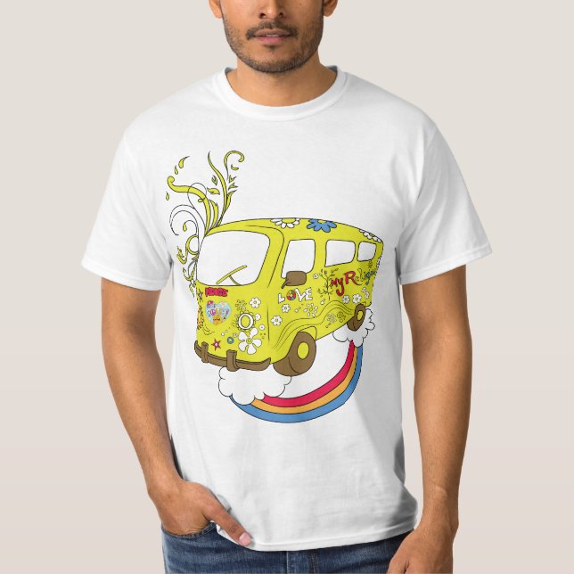 Camiseta Faça o sinal de paz do Hippie de Van ~ 60s da (Frente)