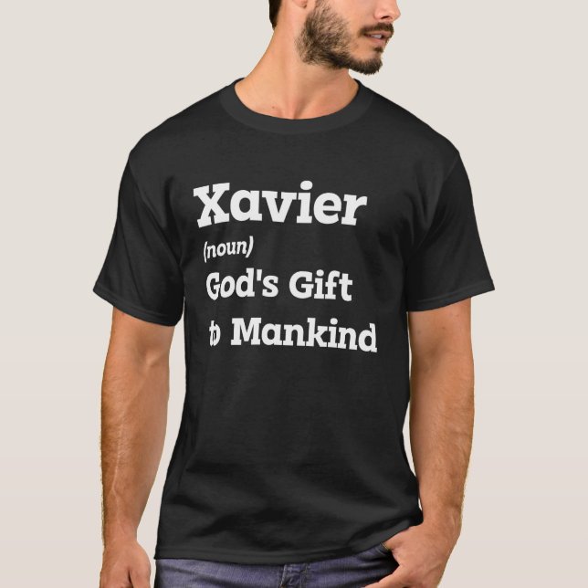 Camiseta Faça O Xavier Sorrir Com Esta Engraçada Definição  (Frente)