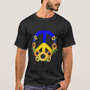 Camiseta Faça Paz E Girassóis Para a Ucrânia - Rezando Por