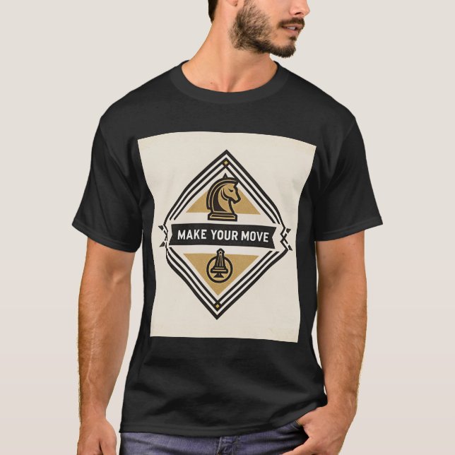 Camiseta Faça Seu Movimento – Design de Peça de Xadrez (Frente)