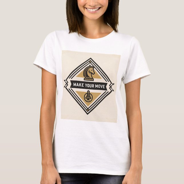 Camiseta Faça Seu Movimento – Design de Peça de Xadrez (Frente)