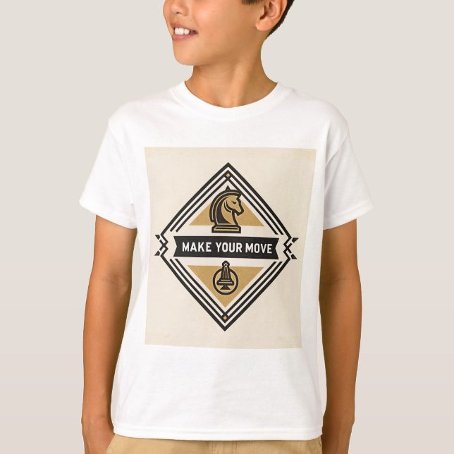 Camiseta Faça Seu Movimento – Design de Peça de Xadrez (Frente)