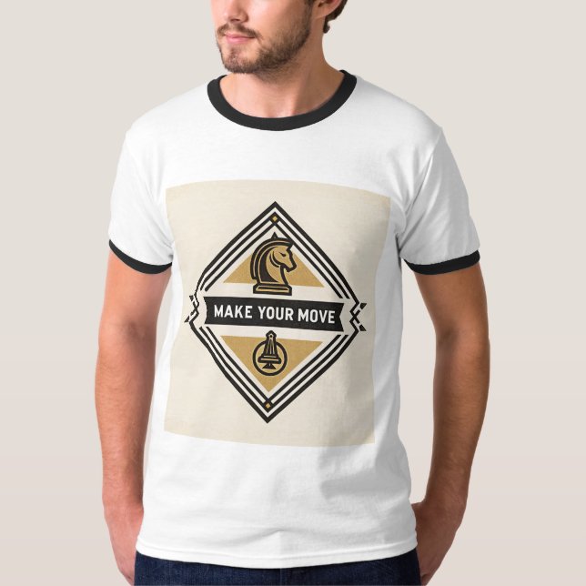 Camiseta Faça Seu Movimento – Design de Peça de Xadrez (Frente)
