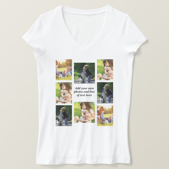 Camiseta Faça sua própria colagem de fotos e texto (Frente do Design)