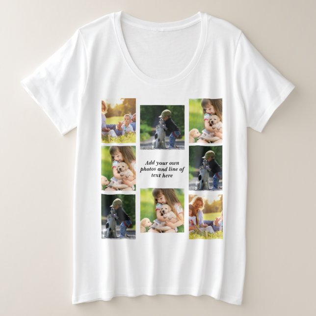 Camiseta Faça sua própria colagem de fotos e texto (Frente do Design)