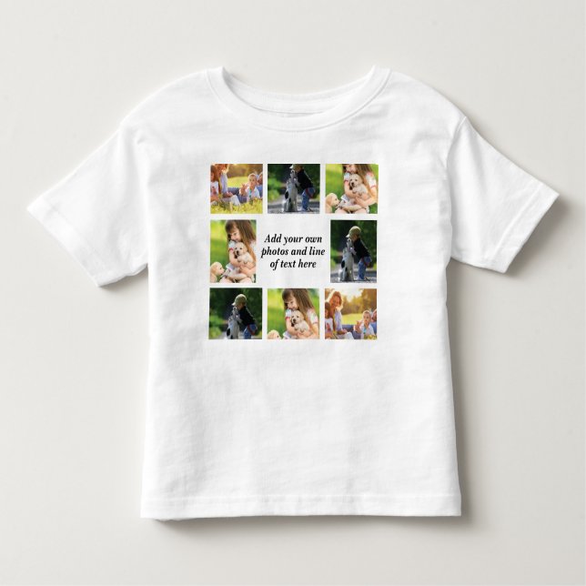 Camiseta Faça sua própria colagem de fotos e texto (Frente)