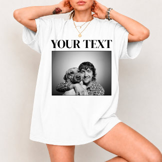 Camiseta Faça Sua Própria Foto Vintage & Texto Personalizad