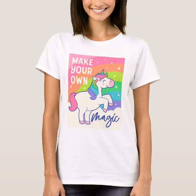 Camiseta Faça sua própria magia | Corno de Unicórnio (Frente)
