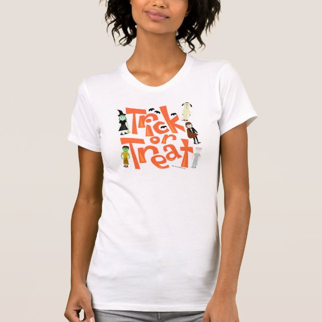 Camiseta Faça truques ou trate o slogan do Dia das Bruxas d (Frente)