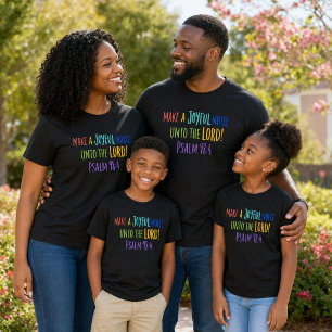 Camiseta Faça um Barulho Alegre Família Cristã Colorida