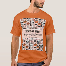 Camiseta Faça um Trick do Halloween rosa ou trate o nome da