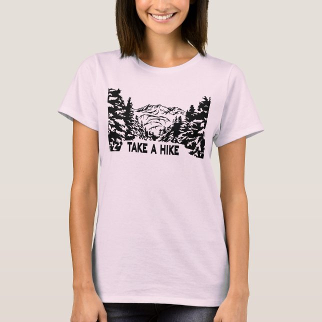 Camiseta Faça uma citação de Hike, paisagem monocromática d (Frente)