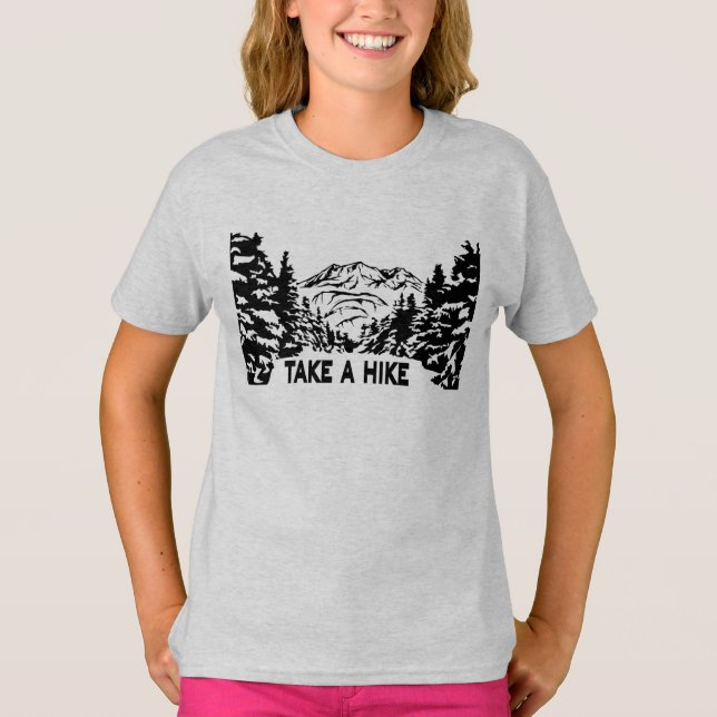 Camiseta Faça uma citação de Hike, paisagem monocromática d (Frente)