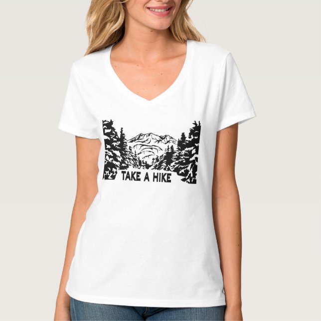 Camiseta Faça uma citação de Hike, paisagem monocromática d (Frente)