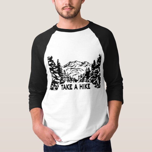 Camiseta Faça uma citação de Hike, paisagem monocromática d (Frente)