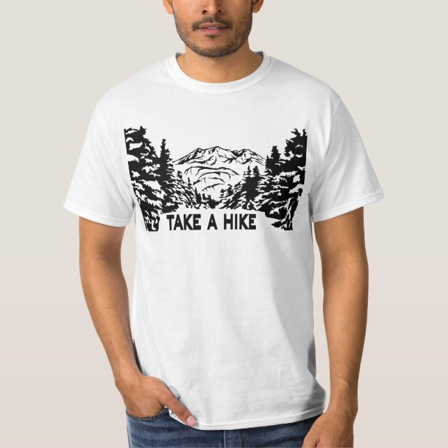 Camiseta Faça uma citação de Hike, paisagem monocromática d (Frente)
