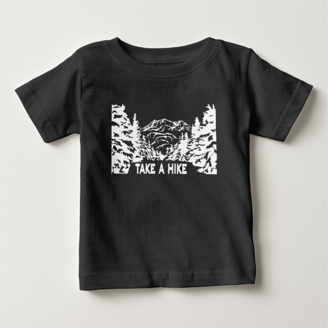 Camiseta Faça uma citação de Hike, paisagem monocromática d (Frente)