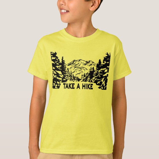 Camiseta Faça uma citação de Hike, paisagem monocromática d (Frente)