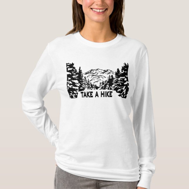 Camiseta Faça uma citação de Hike, paisagem monocromática d (Frente)