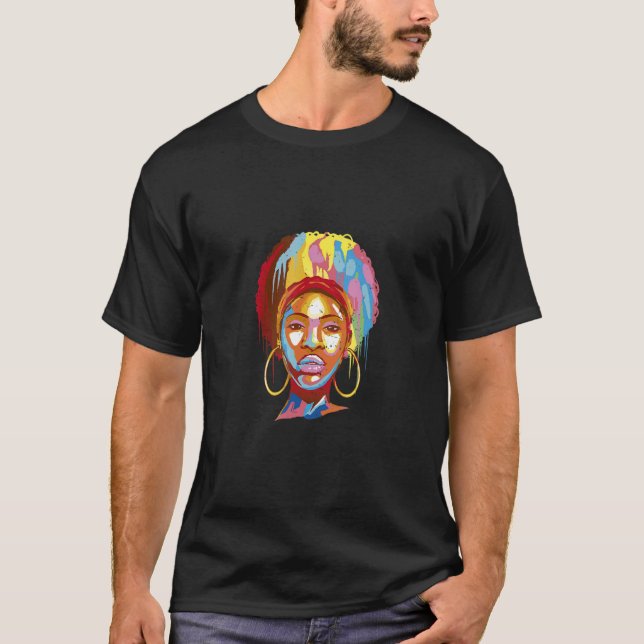 Camiseta Face A Uma Mulher Negra Com Grandes Olhos (Frente)