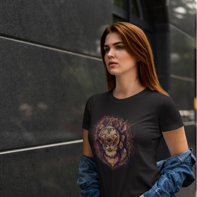 Camiseta Face Colorida Do Leão (Criador carregado)