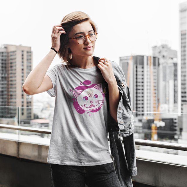 Camiseta Face de Cartografia de Gato Branco (Criador carregado)