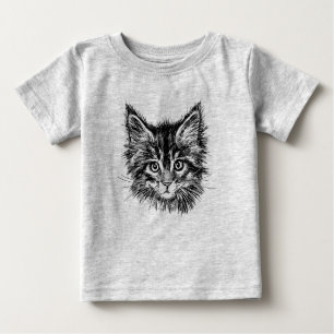 Camiseta Face de Kitten Preta e Branca