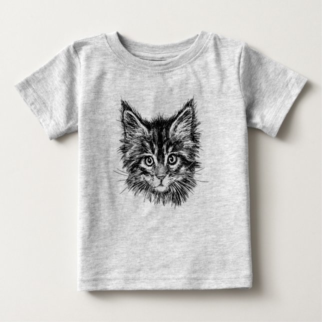 Camiseta Face de Kitten Preta e Branca (Frente)