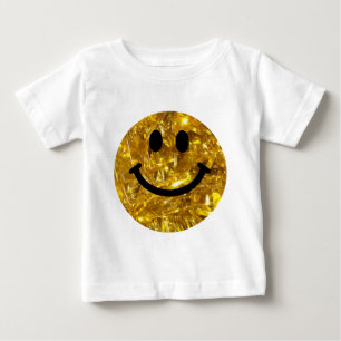 Camiseta Face Feliz Faux Bling Dourado Sparkly - Garça de 