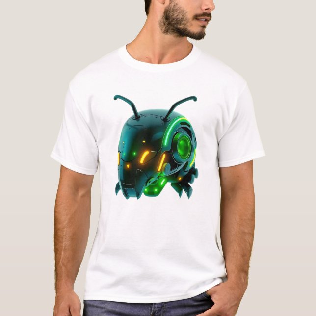 Camiseta Face Flutuante De Lagartas Robóticas E Neon (Frente)