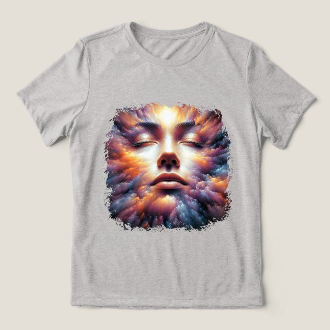 Camiseta Face misturada com nuvens coloridas (Design frontal)