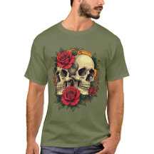 Faces De Caveira Com Rosas vermelhas