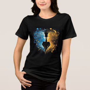Camiseta Faces Duplas Representando Energia Cósmica