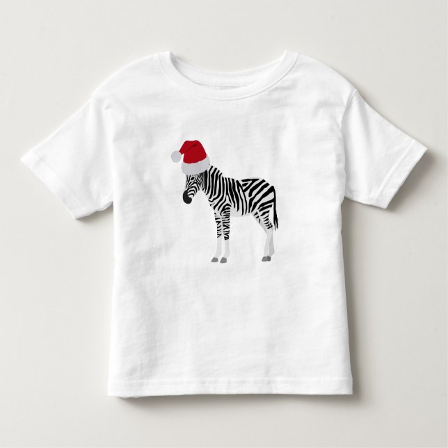 Camiseta Fácil de Zebra Natal com Papai Noel (Frente)