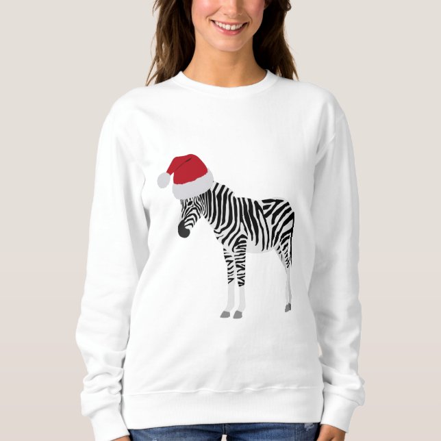 Camiseta Fácil de Zebra Natal com Papai Noel (Frente)