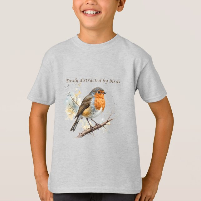Camiseta Fácil distração com a citação divertida do Birds (Frente)