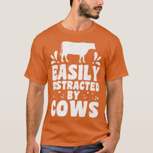 Camiseta Fácil distração com o amante das vacas