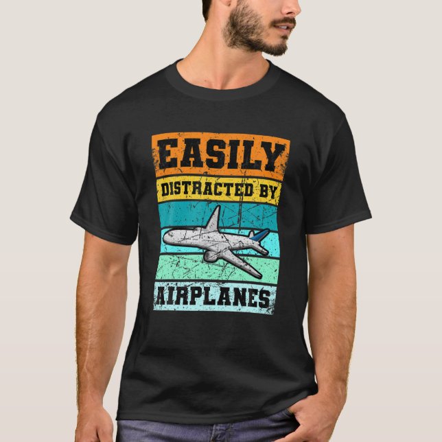 Camiseta Fácil Distração Por Aviões Aviões Aviões Avião Avi (Frente)