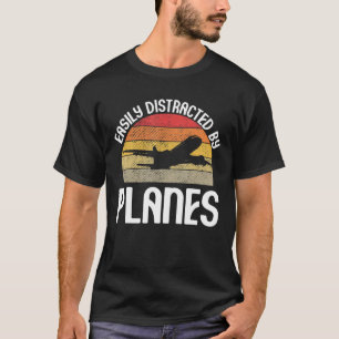 Camiseta Fácil Distração Por Aviões Vintage Piloto De A