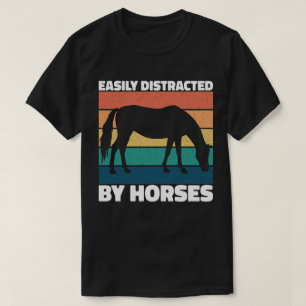 Camiseta Fácil Distração Por Cavalos Amantes Cute Pony Engr
