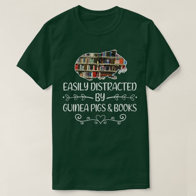 Camiseta Fácil distração por cobaias e livros (Frente do Design)